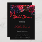 Zwart en rood Gotische Bloemen Donker Vrijgezellen Kaart (Voorkant / Achterkant)