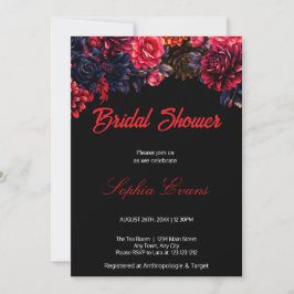 Zwart en rood Gotische Bloemen Donker Vrijgezellen Kaart