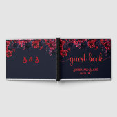 Zwart en rood Gotische Bloemen Donkere bruiloft Gastenboek (Volledig)