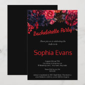 Zwart en rood gotische bloemenvrijgezellenfeest kaart (Voorkant / Achterkant)