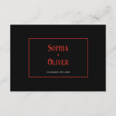 Zwart en rood gotische bruiloft minimalistische in informatiekaartje (Achterkant)