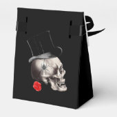 Zwart en rood gotische schedel bloemenbruiloft bedankdoosjes (Achterkant)