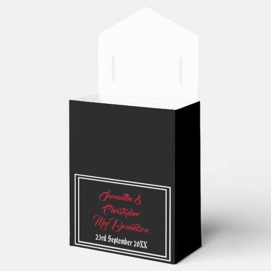 Zwart en rood gotische schedel bloemenbruiloft bedankdoosjes (Geopend)