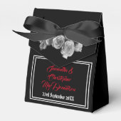 Zwart en rood gotische schedel bloemenbruiloft bedankdoosjes (Voorkant Zijde)