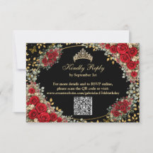 Zwart en rood gouden vlinder Quinceañera