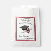 Zwart en rood Graduation Cap & Tassel | Feest Bedankzakje (Voorkant)