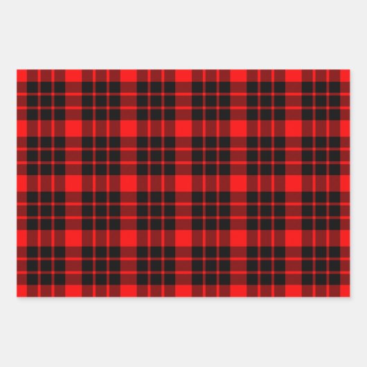 Zwart en Rood, Groen en Blauw Plaid Inpakpapier Vel (Voorkant)