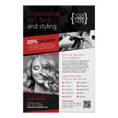 Zwart en Rood Haar Salon, Kapper (Glossy) Perfect Poster (Voorkant)