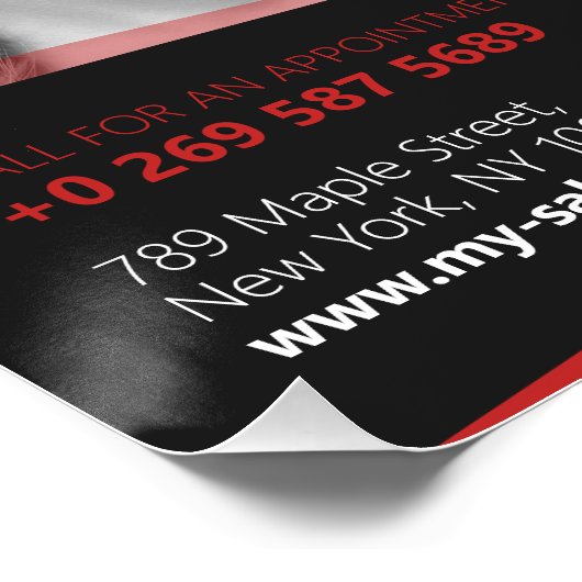 Zwart en Rood Haar Salon, Kapper (Glossy) Perfect Poster (Hoek)