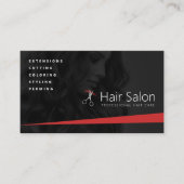 Zwart en Rood Haar Salon, Kapper, Haarstylist Visitekaartje (Voorkant)