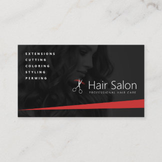 Zwart en Rood Haar Salon, Kapper, Haarstylist Visitekaartje