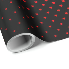Zwart en rood Halftone Heart Patroon Cadeaupapier