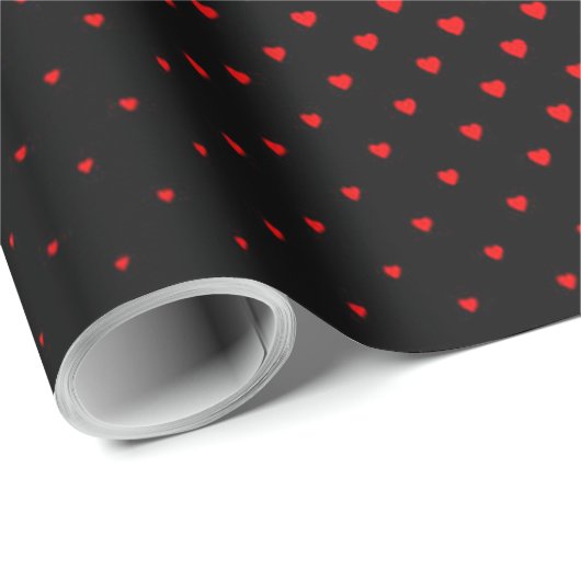 Zwart en rood Halftone Heart Patroon Cadeaupapier (Rol Hoek)
