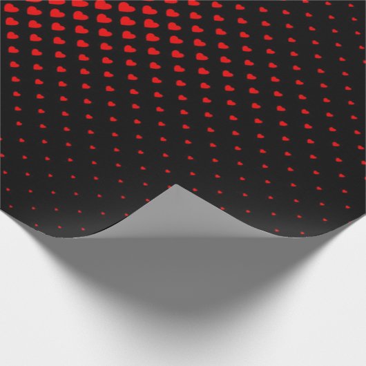 Zwart en rood Halftone Heart Patroon Cadeaupapier (Hoek)