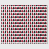 Zwart en rood harlekijn diamantpatroon cadeaupapier (Vlak)