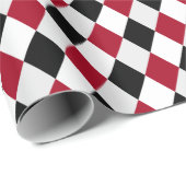 Zwart en rood harlekijn diamantpatroon cadeaupapier (Rol Hoek)