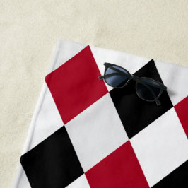 Zwart en rood harlekijn diamantpatroon strandlaken