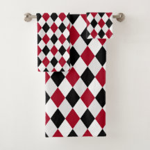 Zwart en rood Harlequin Diamond Pattern Bath