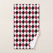 Zwart en rood Harlequin Diamond Pattern Bath Bad Handdoek (Handdoek)