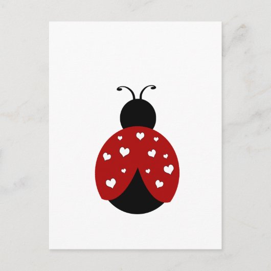 Zwart en rood hart Ladybug Briefkaart (Voorkant)