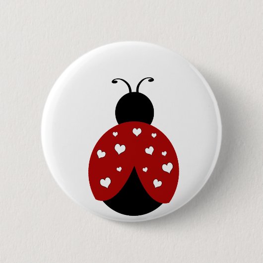 Zwart en rood hart Ladybug Ronde Button 5,7 Cm (Voorkant)