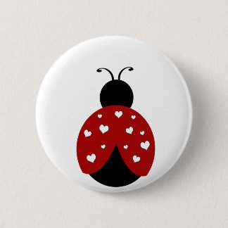 Zwart en rood hart Ladybug Ronde Button 5,7 Cm