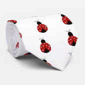 Zwart en rood hart Ladybug Stropdas (Opgerold)