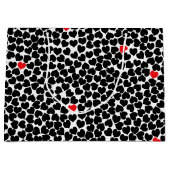 Zwart en rood hart op wit groot cadeauzakje (Voorkant)