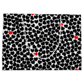 Zwart en rood hart op wit groot cadeauzakje (Achterkant)