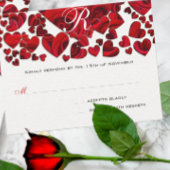 Zwart en Rood Hart Rozen Bruiloft RSVP