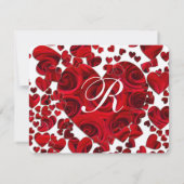 Zwart en Rood Hart Rozen Bruiloft RSVP Kaartje (Achterkant)