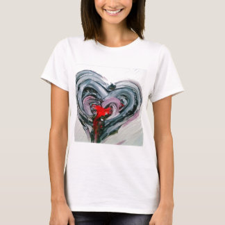 Zwart en rood hart T T-shirt
