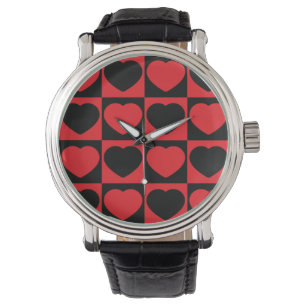 zwart en rood harten poetshorloge horloge