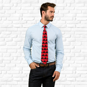 Zwart en rood hartpatroon stropdas