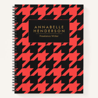 Zwart en Rood Houndstooth Notitieboek