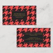 Zwart en Rood Houndstooth Visitekaartje (Voorkant / Achterkant)