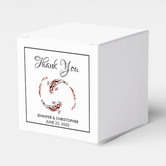 Zwart en rood Japans Koi Vissen Kunsthuwelijk Bedankdoosjes (Voorkant Zijde)