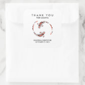 Zwart en rood Japans Koi Vissen Kunsthuwelijk Vierkante Sticker (Tas)