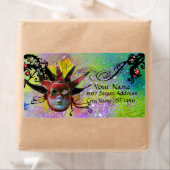 ZWART EN ROOD JESTERMASKER, Masquerade Party Paars Etiket (Insitu)