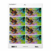 ZWART EN ROOD JESTERMASKER, Masquerade Party Paars Etiket (Full Sheet)