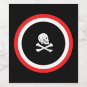 Zwart en Rood Jolly Roger Pirate Wijn Etiket (Enkel label)