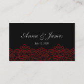 Zwart en rood kant bruiloft register Kaart (Achterkant)