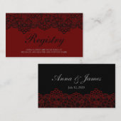 Zwart en rood kant bruiloft register Kaart (Voorkant / Achterkant)