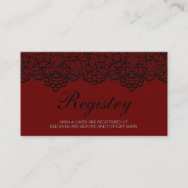 Zwart en rood kant bruiloft register Kaart