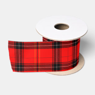 Zwart en rood karos (Tartan) satijn lint