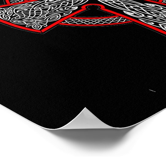 Zwart en rood Keltisch kruis Poster (Hoek)