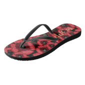 Zwart en rood klaproos bloemen bloem vrouwen teenslippers (Schuin)