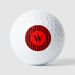  zwart en rood klassiek gestreept Initiaal Golfballen
