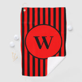 zwart en rood klassiek gestreept Initiaal Golfhanddoek (Insitu)