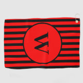 zwart en rood klassiek gestreept Initiaal Golfhanddoek (Horizontaal)